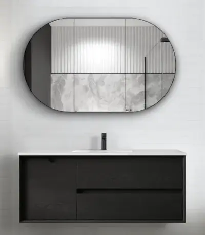 OTTI BY1200B BYRON WALL HUNG VANITY 1200 BLACK OAK - Urban Designs Bathroom and Kitchen
