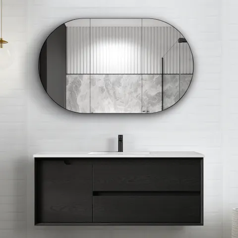 OTTI BY1200B BYRON WALL HUNG VANITY 1200 BLACK OAK - Urban Designs Bathroom and Kitchen