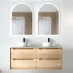 OTTI BY1200N-D BYRON DOUBLE BOWL WALL HUNG VANITY 1200 NATURAL OAK - Urban Designs Bathroom and Kitchen