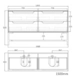 OTTI BY1500B BYRON WALL HUNG VANITY 1500 BLACK OAK - Urban Designs Bathroom and Kitchen