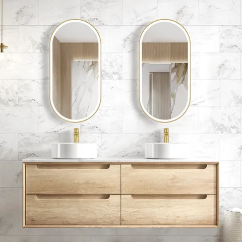 OTTI BY1500N BYRON WALL HUNG VANITY 1500 NATURAL OAK - Urban Designs Bathroom and Kitchen