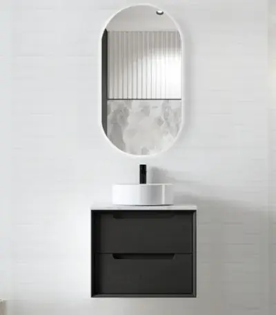OTTI BY600B BYRON WALL HUNG VANITY 600 BLACK OAK - Urban Designs Bathroom and Kitchen