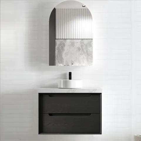 OTTI BY750B BYRON WALL HUNG VANITY 750 BLACK OAK - Urban Designs Bathroom and Kitchen