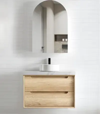 OTTI BY750N BYRON WALL HUNG VANITY 750 NATURAL OAK - Urban Designs Bathroom and Kitchen