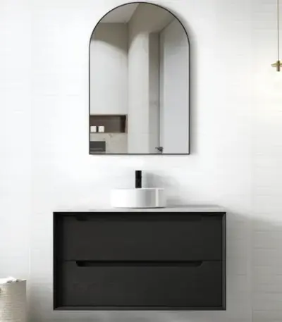 OTTI BY900B BYRON WALL HUNG VANITY 900 BLACK OAK - Urban Designs Bathroom and Kitchen