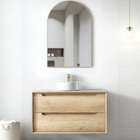 OTTI BY900N BYRON WALL HUNG VANITY 900 NATURAL OAK - Urban Designs Bathroom and Kitchen