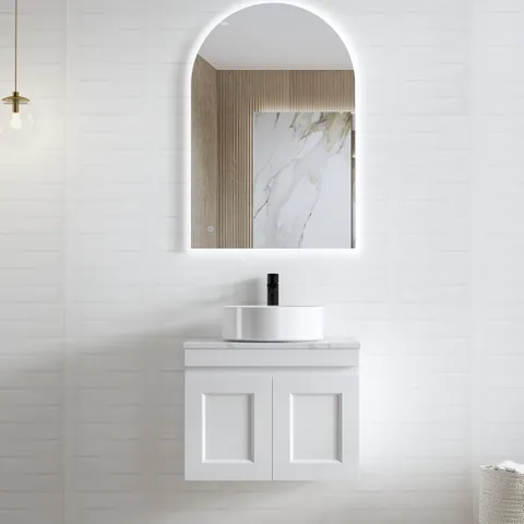 OTTI HPM600W HAMPTON MARK II WALL HUNG VANITY 600 MATTE WHITE - Urban Designs Bathroom and Kitchen