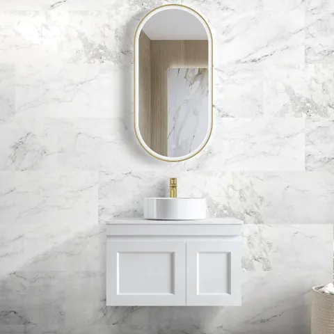 OTTI HPM750W HAMPTON MARK II WALL HUNG VANITY 750 MATTE WHITE - Urban Designs Bathroom and Kitchen