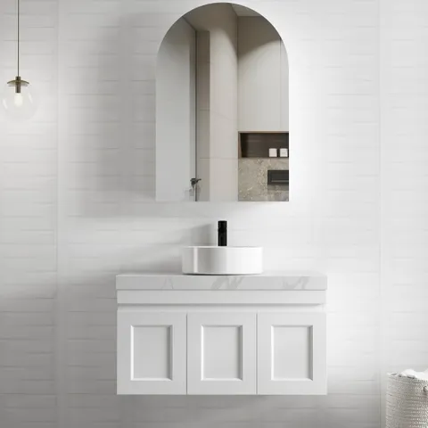 OTTI HPM900W HAMPTON MARK II WALL HUNG VANITY 900 MATTE WHITE - Urban Designs Bathroom and Kitchen