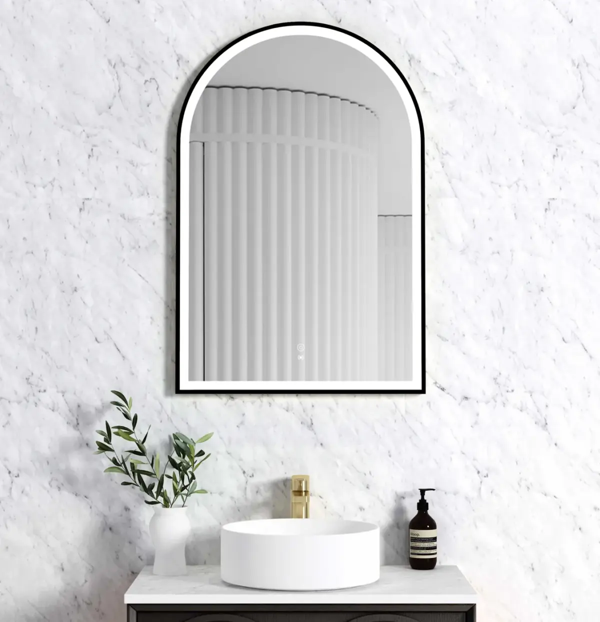 OTTI LED-AR9060B LED MIRROR ARCHIE 900X600 METAL FRAME MATTE BLACK - Urban Designs Bathroom and Kitchen