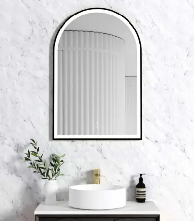 OTTI LED-AR9060B LED MIRROR ARCHIE 900X600 METAL FRAME MATTE BLACK - Urban Designs Bathroom and Kitchen