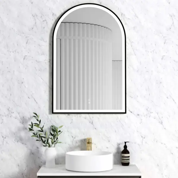 OTTI LED-AR9060B LED MIRROR ARCHIE 900X600 METAL FRAME MATTE BLACK - Urban Designs Bathroom and Kitchen