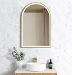OTTI LED-AR9060G LED MIRROR ARCHIE 900X600 METAL FRAME BRUSHED GOLD - Urban Designs Bathroom and Kitchen