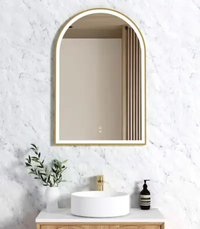 OTTI LED-AR9060G LED MIRROR ARCHIE 900X600 METAL FRAME BRUSHED GOLD - Urban Designs Bathroom and Kitchen