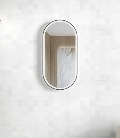 OTTI LED-MF9045B OVAL LED MIRROR NOOSA FRAMED 900 BLACK - Urban Designs Bathroom and Kitchen