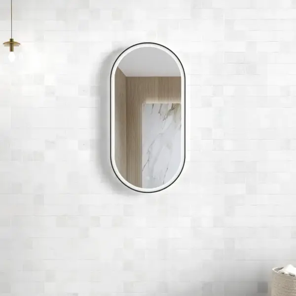 OTTI LED-MF9045B OVAL LED MIRROR NOOSA FRAMED 900 BLACK - Urban Designs Bathroom and Kitchen