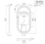 OTTI LED-MF9045G OVAL LED MIRROR METAL FRAMED 900 BRUSHED GOLD - Urban Designs Bathroom and Kitchen
