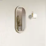OTTI LED-MF9045GT BRIGHTON OVAL TUFFI LED GLASS MIRROR METAL FRAMED 900X450MM BRUSHED GOLD - Urban Designs Bathroom and Kitchen