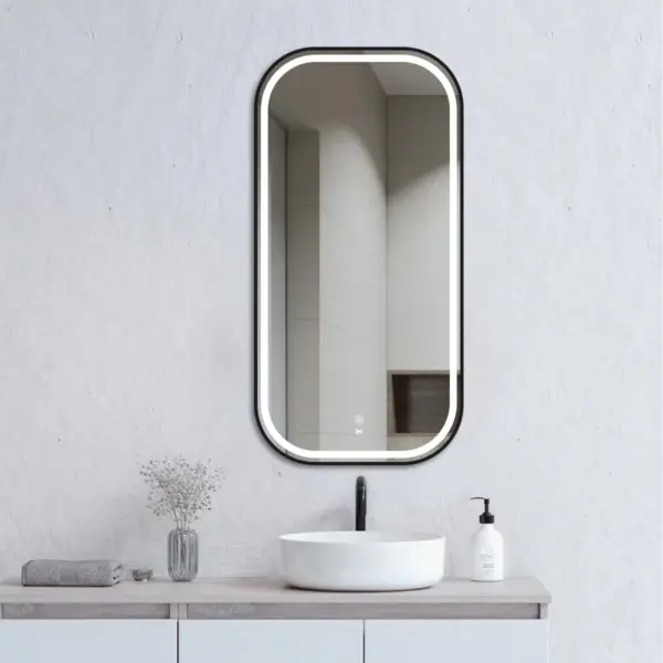 OTTI LED-SQM9045B NEWPORT SOFT SQUARE 900x450 METAL FRAME MATTE BLACK - Urban Designs Bathroom and Kitchen