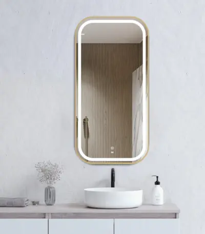 OTTI LED-SQM9045G NEWPORT SOFT SQUARE 900x450 METAL FRAME BRUSHED GOLD - Urban Designs Bathroom and Kitchen
