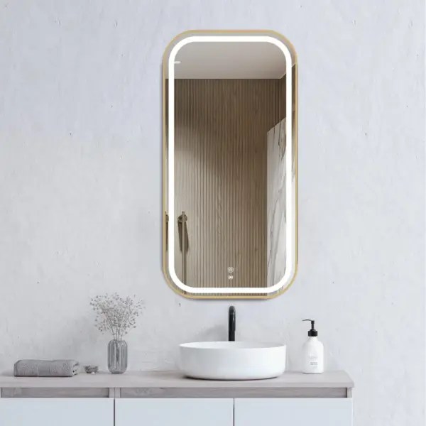 OTTI LED-SQM9045G NEWPORT SOFT SQUARE 900x450 METAL FRAME BRUSHED GOLD - Urban Designs Bathroom and Kitchen