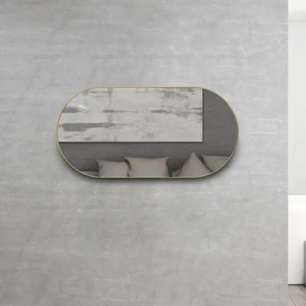 OTTI MFMO1260G OVAL METAL FRAMED MIRROR NOOSA 1200 BRUSHED GOLD - Urban Designs Bathroom and Kitchen