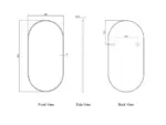 OTTI MFMO9045BN OVAL METAL FRAMED MIRROR NOOSA 900 MATTE BLACK - Urban Designs Bathroom and Kitchen