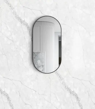 OTTI MFMO9045BN OVAL METAL FRAMED MIRROR NOOSA 900 MATTE BLACK - Urban Designs Bathroom and Kitchen