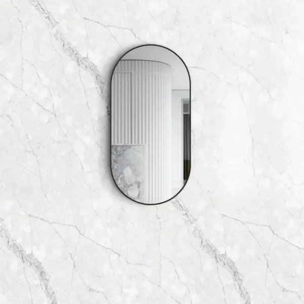 OTTI MFMO9045BN OVAL METAL FRAMED MIRROR NOOSA 900 MATTE BLACK - Urban Designs Bathroom and Kitchen