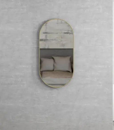 OTTI MFMO9045G OVAL METAL FRAMED MIRROR NOOSA 900 BRUSHED GOLD - Urban Designs Bathroom and Kitchen