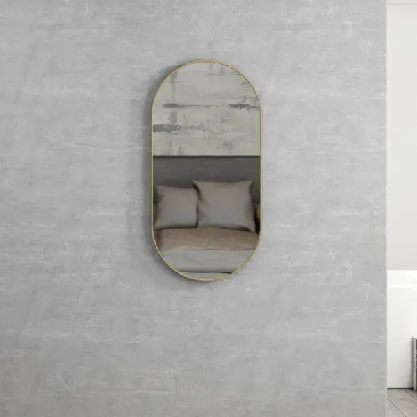 OTTI MFMO9045G OVAL METAL FRAMED MIRROR NOOSA 900 BRUSHED GOLD - Urban Designs Bathroom and Kitchen