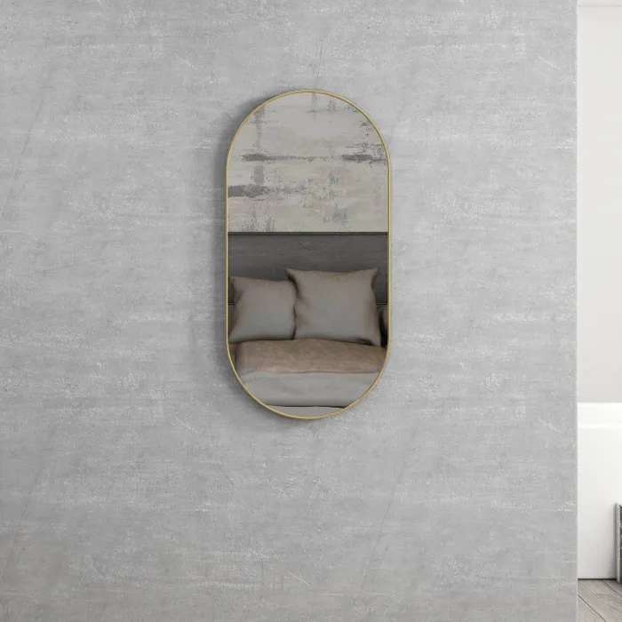 OTTI MFMO9045G OVAL METAL FRAMED MIRROR NOOSA 900 BRUSHED GOLD - Urban Designs Bathroom and Kitchen