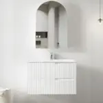 OTTI NS900W NOOSA WAVE BOARD WALL HUNG VANITY 900 MATTE WHITE - Urban Designs Bathroom and Kitchen