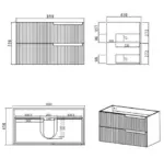 OTTI NS900W NOOSA WAVE BOARD WALL HUNG VANITY 900 MATTE WHITE - Urban Designs Bathroom and Kitchen