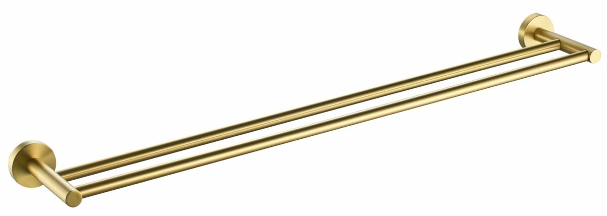 Otus Round Double Towel Rail 750mm - Brushed Gold | 8111-75-BG