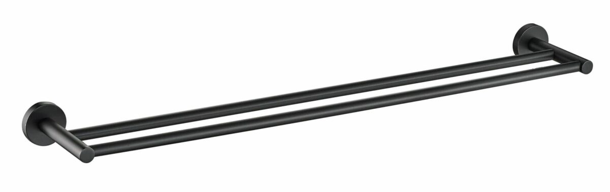 Otus Round Double Towel Rail 750mm - Matt Black | 8111-75-B