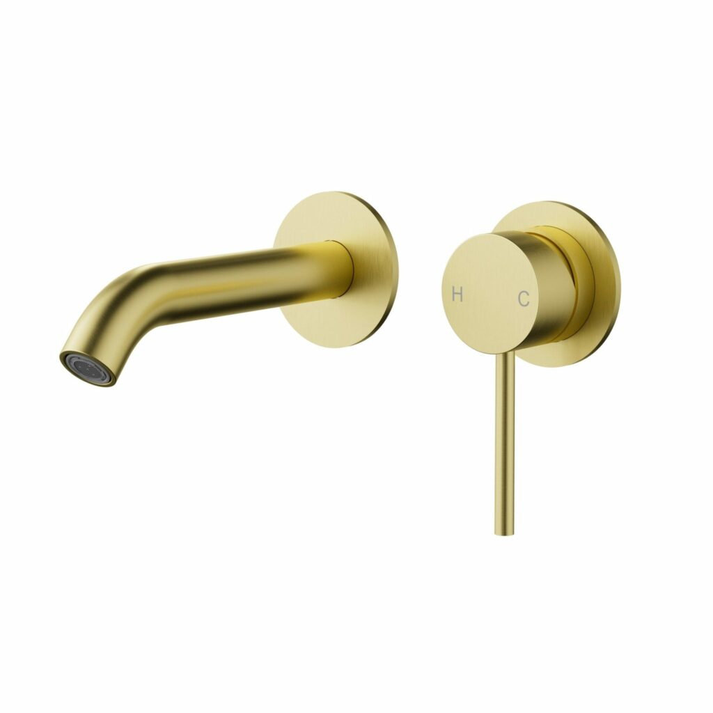 Otus Slimline Stainless Steel Wall Basin Mixer Separate Back Plate Trim Kits - Brushed Gold | PLC3004SS-TK-BG