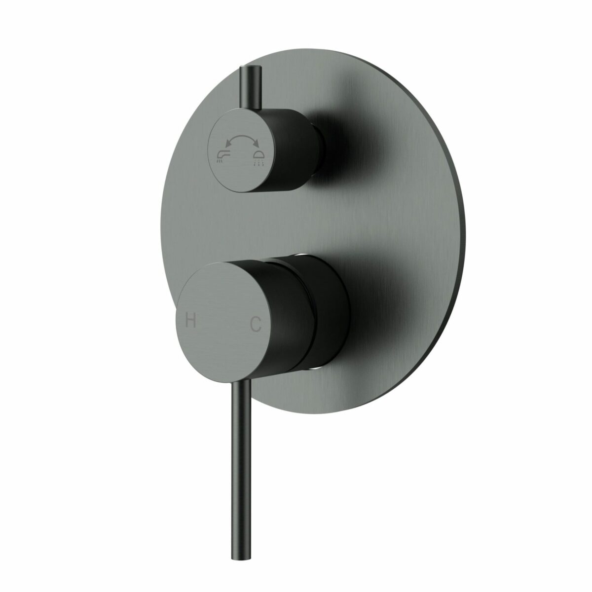 Otus Slimline Stainless Steel Wall Diverter Mixer Trim Kits - Gun Metal | PLC3002SS-TK-GM