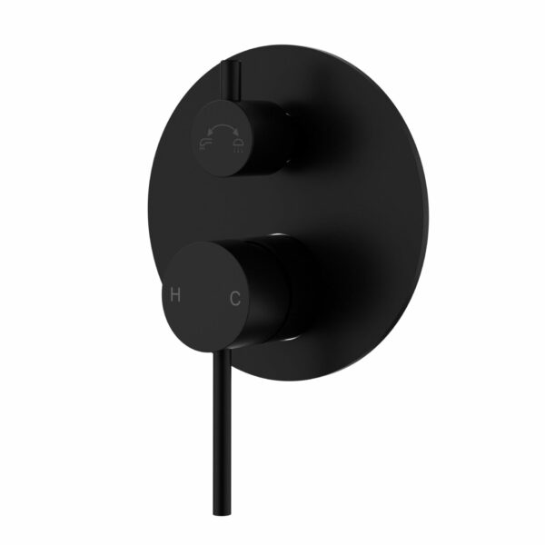 Otus Slimline Stainless Steel Wall Diverter Mixer Trim Kits - Matt Black | PLC3002SS-TK-MB