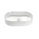 Oval Above Counter Ceramic Basin Ultra Slim - Fluted - Matt White - 580x360x120mm | CA5836-MW