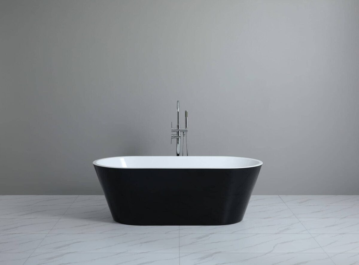 Ovia Freestanding Bathtub - Gloss Black/White -  - 1700mm | OBT1700B