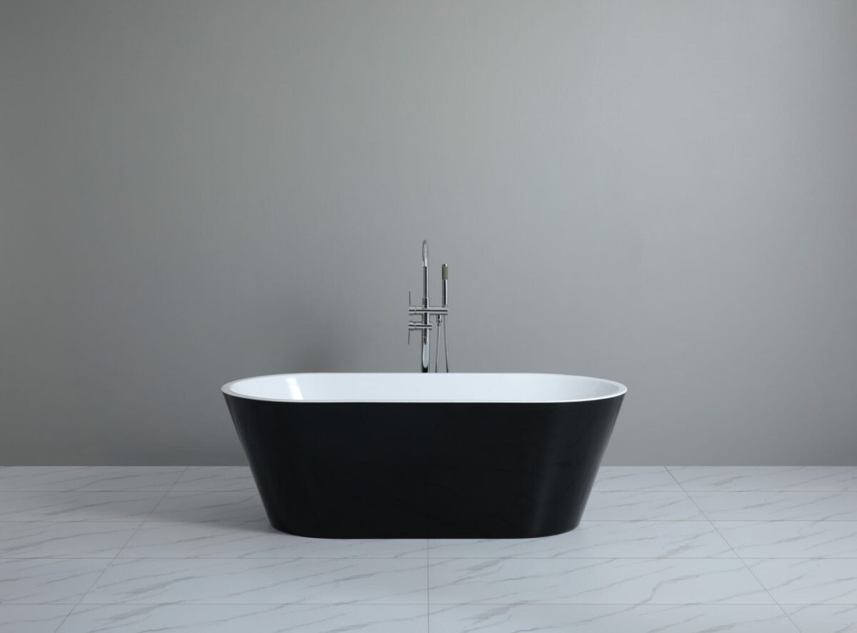 Ovia Freestanding Bathtub - Gloss Black/White -  - 1700mm | OBT1700B