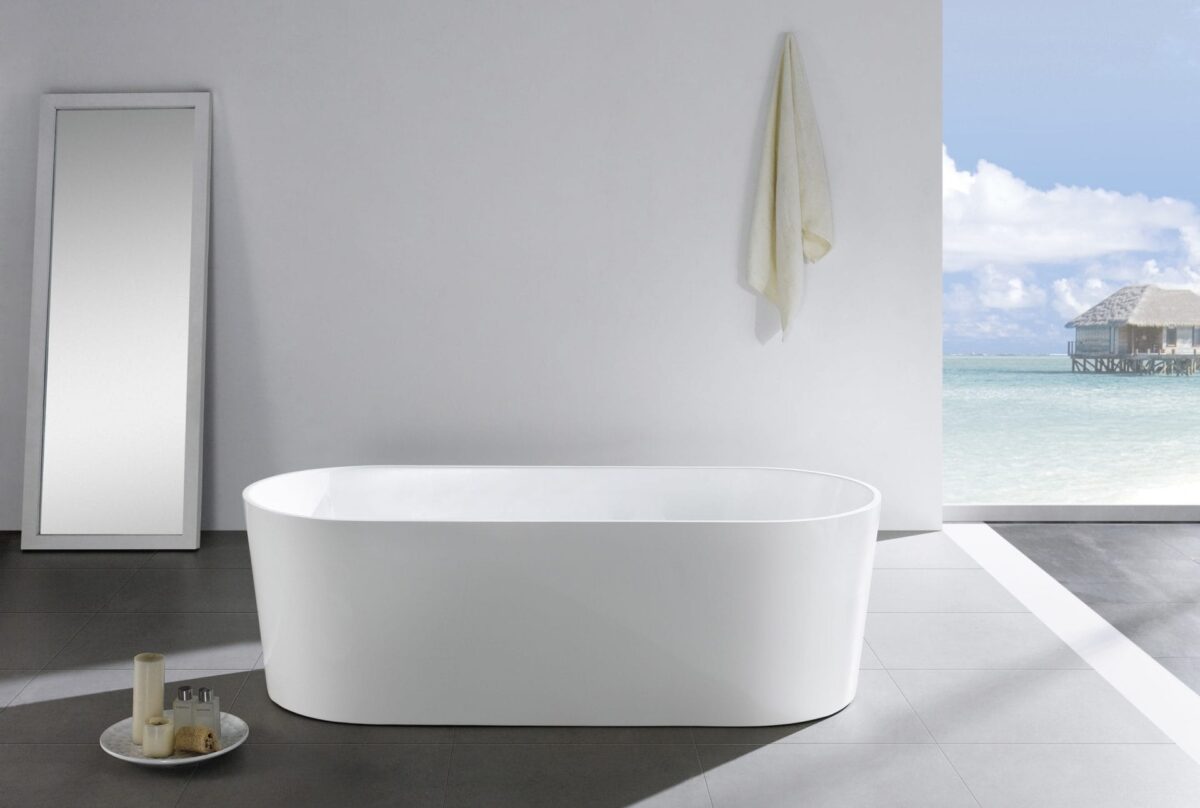 Ovia Freestanding Bathtub - Gloss White - No Overflow - 1300mm | OBT1300-NF