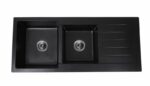Pearl Black Double Bowl Granite Sink With Drainer - 1145x495mm | LXG-165962