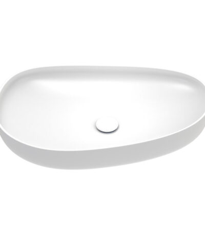 Pebble Large Above Counter Basin, Matte White