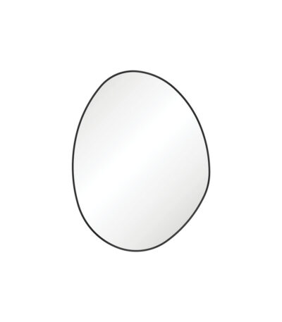 Pebble Matte Black Asymmetrical Framed Mirror, 700 x 920mm