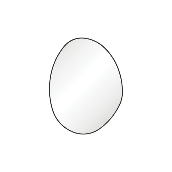 Pebble Matte Black Asymmetrical Framed Mirror, 700 x 920mm
