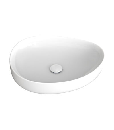 Pebble Medium Above Counter Basin, Gloss White