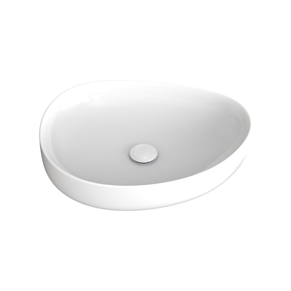 Pebble Medium Above Counter Basin, Gloss White
