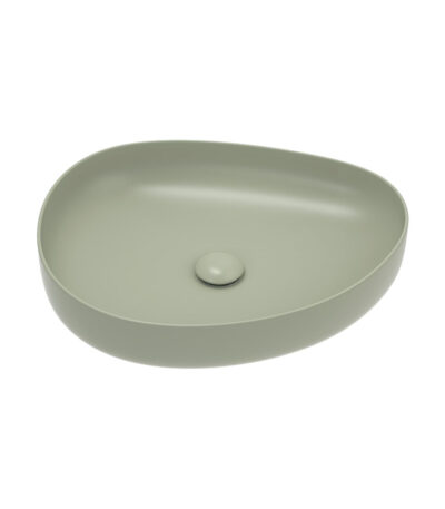 Pebble Medium Above Counter Basin, Matte Olive